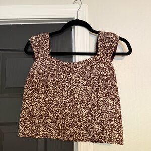 Abercrombie scrunchie strap corset top - brown white - Medium